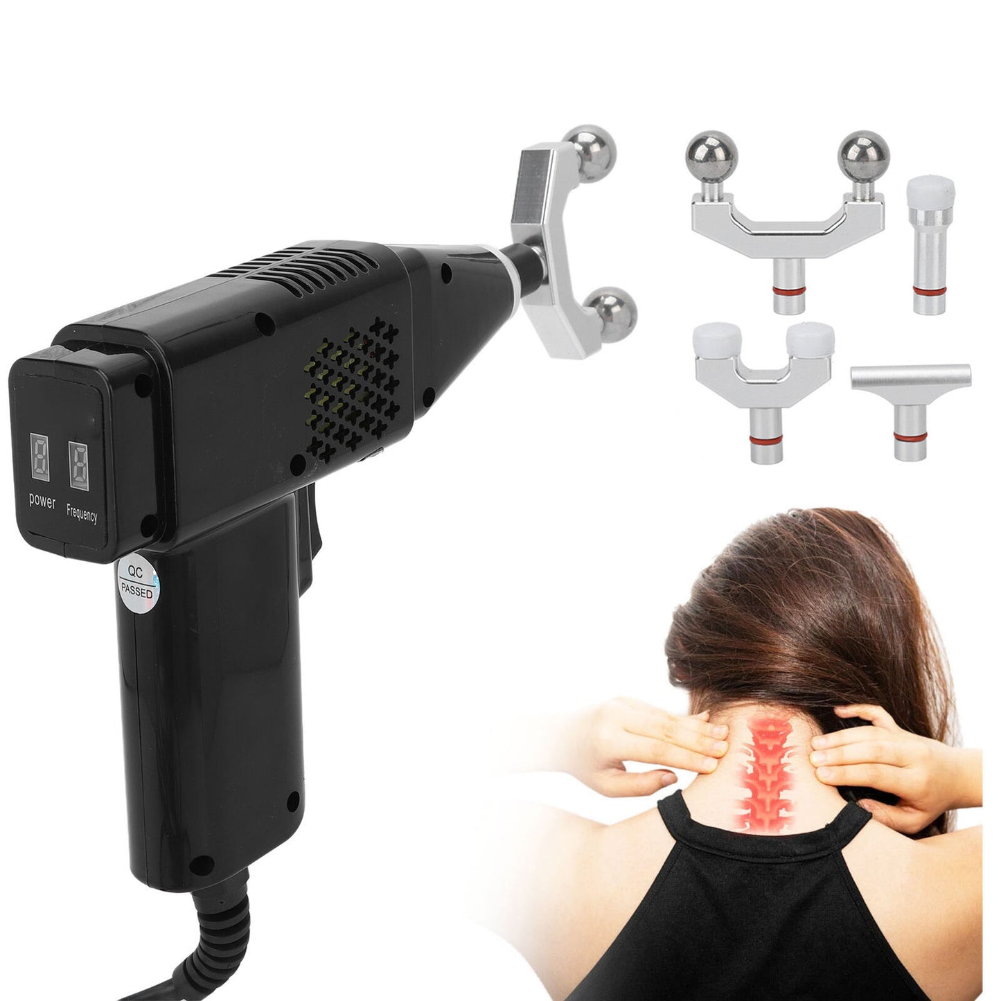 new Electric Chiropractic 9 Gears 4 Heads Cooling Fan Spine Corrector (UK Plug ) HGF koeek - KOEEK