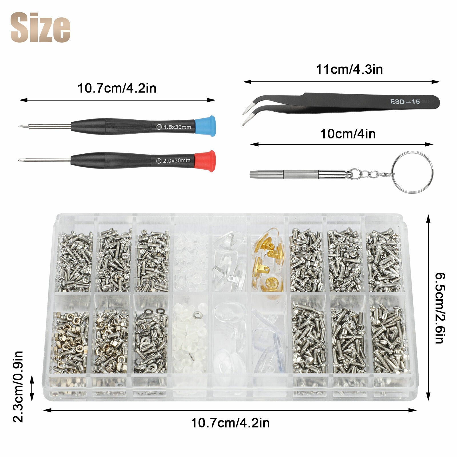 1004PCS Tiny Screws Nut Screwdriver Watch Eyeglass Glasses Repair Tool Set Kit koeek - KOEEK