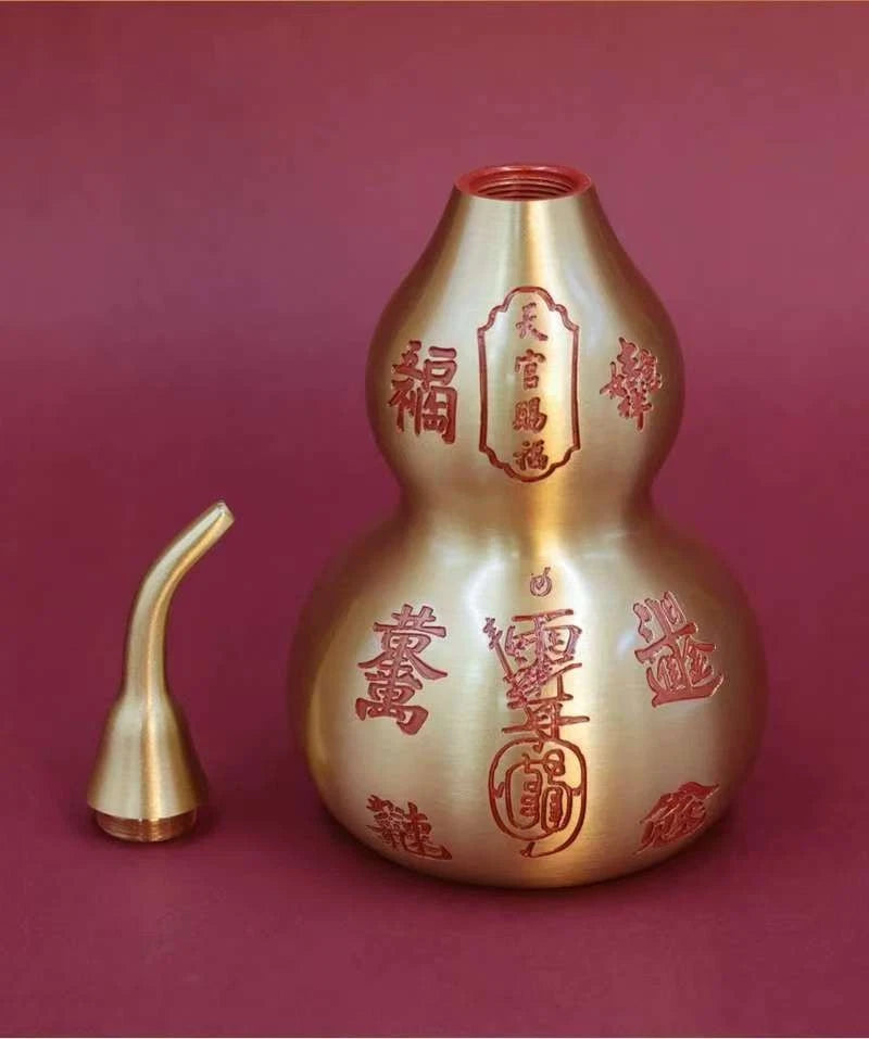 Brass Wealth Gourd Figurine Bagua Fu Lu Desk Decor Feng Shui Ornament 07FC0E-D4 - KOEEK