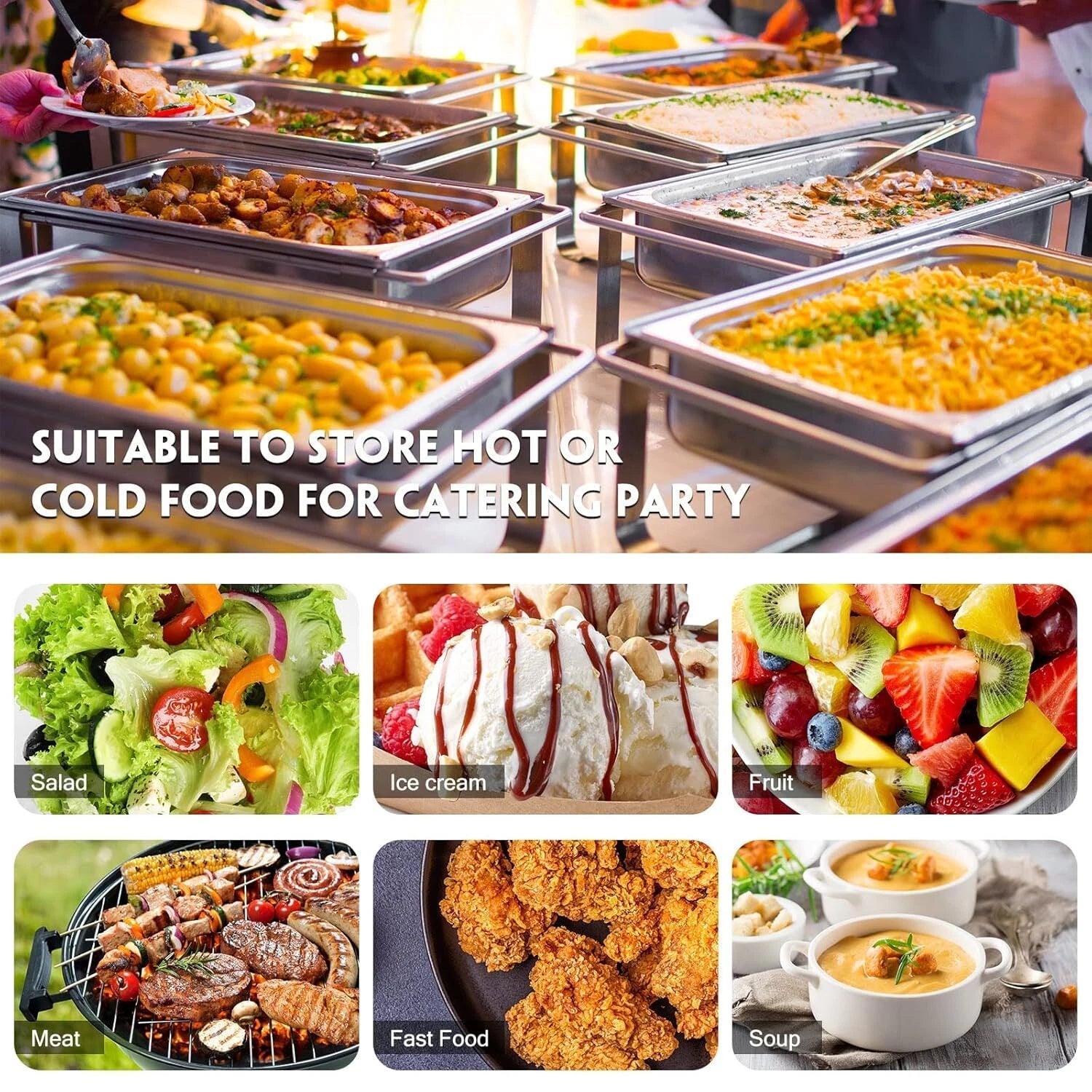 10 Pack Hotel Pan, Stainless Steel Steamer, 1/3 Size, 0.8 mm Thick 07FC0E-D4 - KOEEK