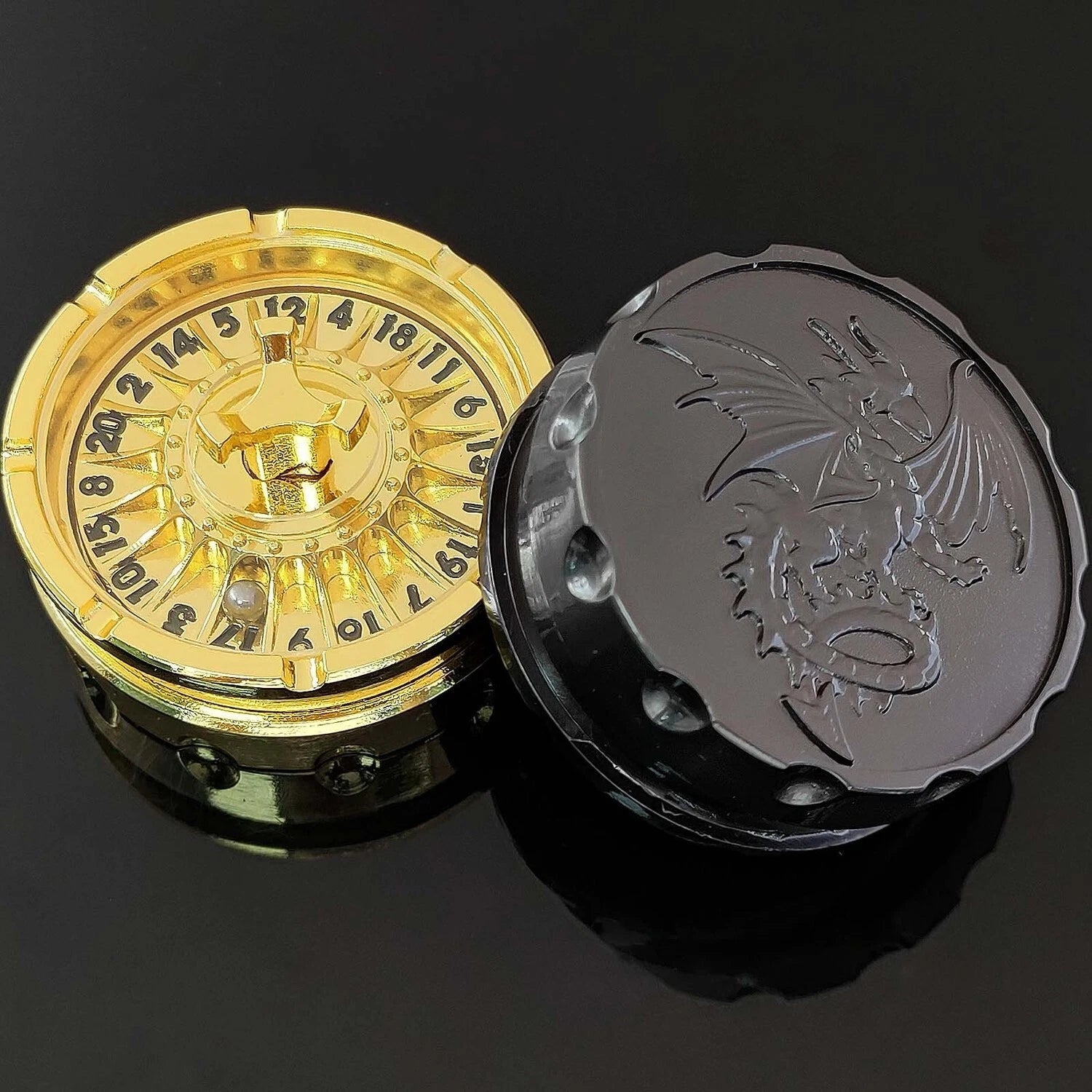 EDC Toy Fingertip Gyro Roulette Dice for Dungeons and Dragons Spinner Metal Dice 07FC0E-D4 - KOEEK
