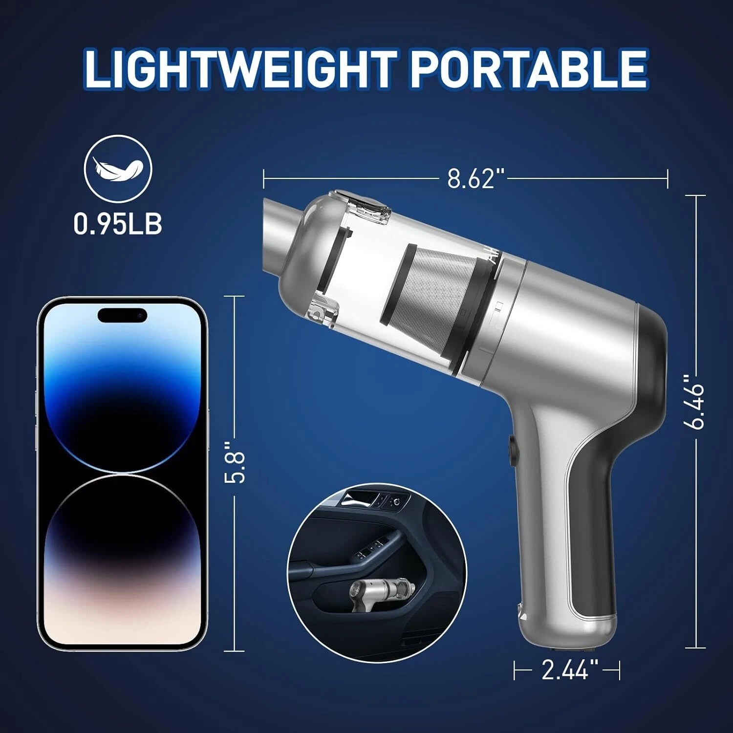 Brushless Handheld Car Vacuum Cleaner, High Power Vacuum Cleaner and AirDuster. 07FC0E-D4 - KOEEK
