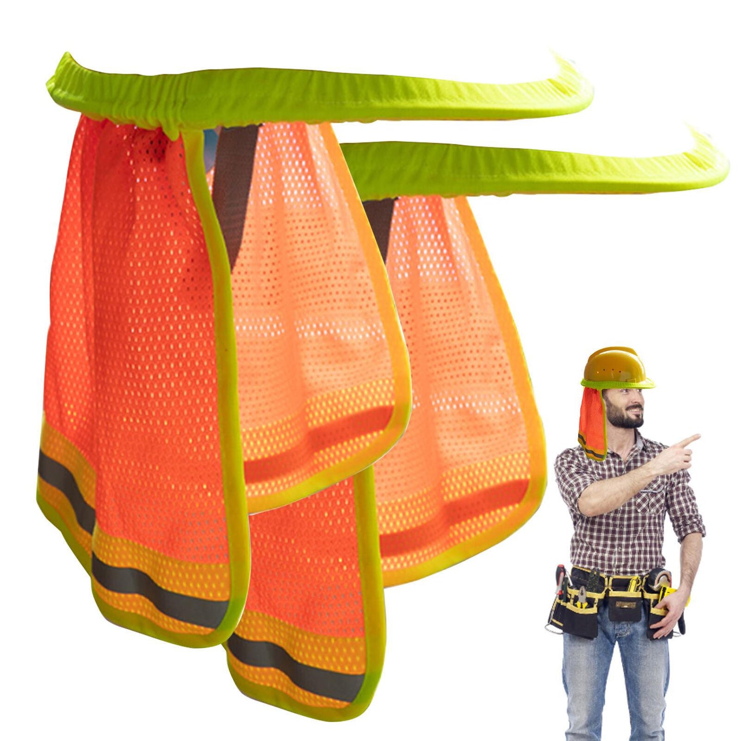 new SAFETY HARD HAT NECK SHIELD HELMET SUN SHADE HI VIS REFLECTIVE STRIPE koeek - KOEEK