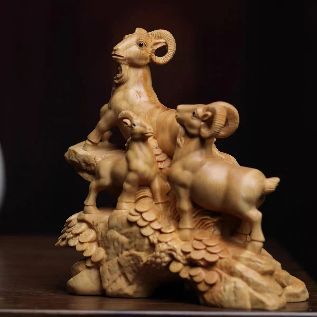 10*9*5cm Boxwood Sheep Zodiac Carving Figurine Home Decor Wood Craft Gift 07FC0E-D4 - KOEEK
