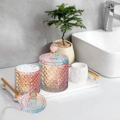 2 Pack Qtip Holder Glass Bathroom Accessories Vanity Organizers Makeup Storage 07FC0E-D4 - KOEEK