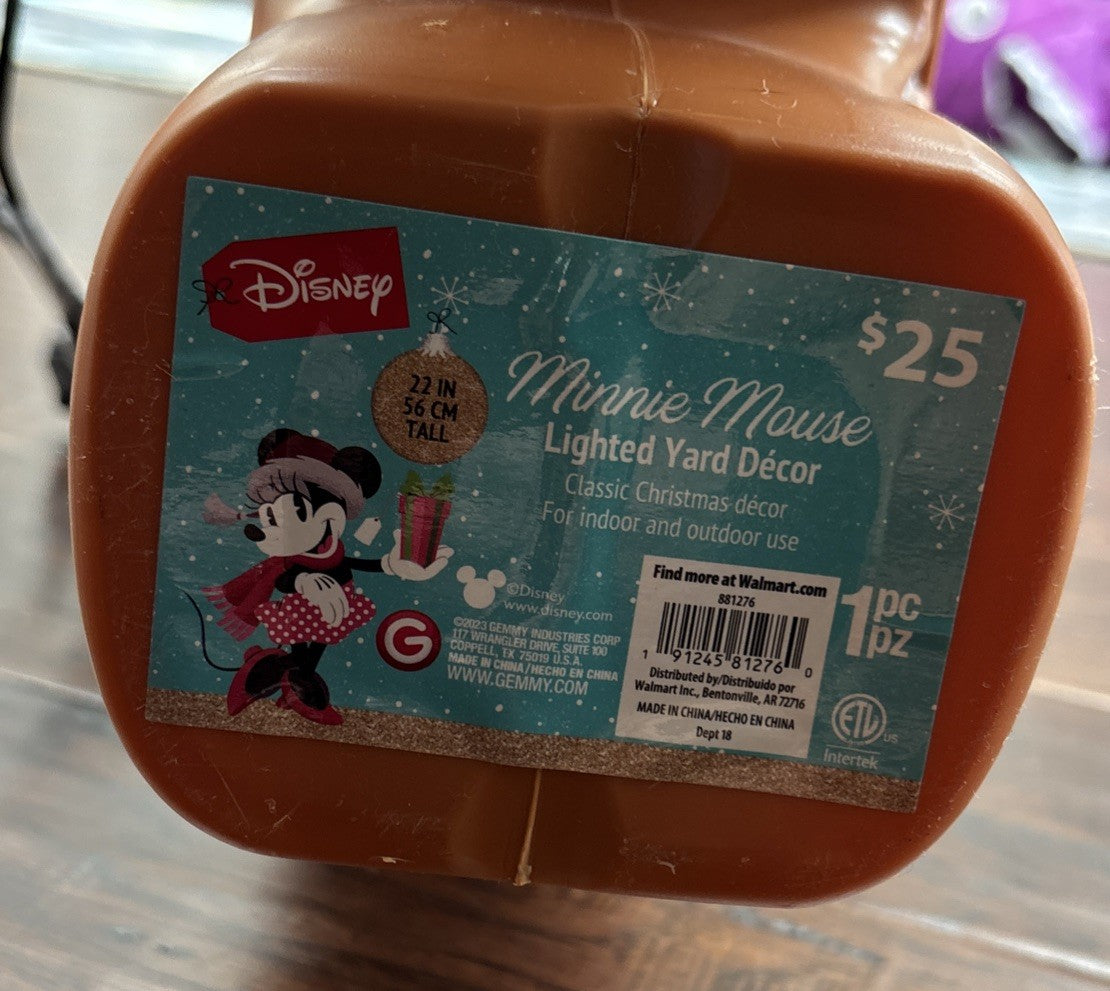 22” Lighted Disney Minnie Mouse Gingerbread Blow Mold Christmas Decoration DISNEY - KOEEK