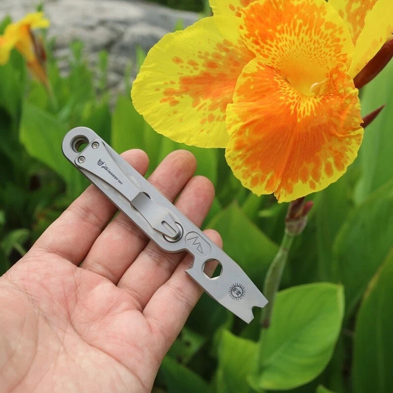 EDC Titanium Pry Bar Crowbar Bottle Opener Portable Pocket Outdoor Multi Tools 07FC0E-D4 - KOEEK