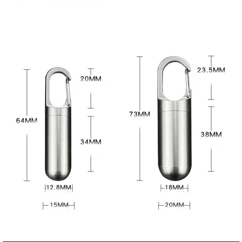 Creative Titanium Keychain Survival Waterproof Box Integrated medicine Pill Box 07FC0E-D4 - KOEEK