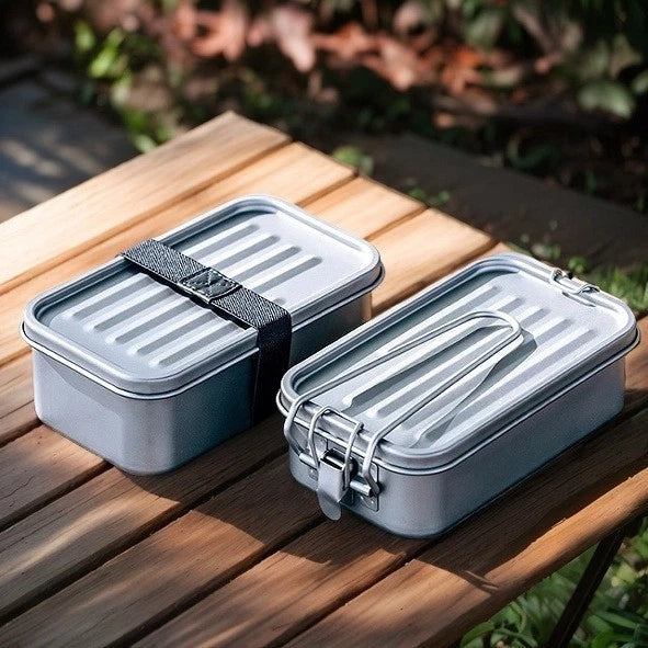 Outdoor Camping Hiking Fishing Pure Titanium Mess Tin Lunch Box With Handle 07FC0E-D4 - KOEEK
