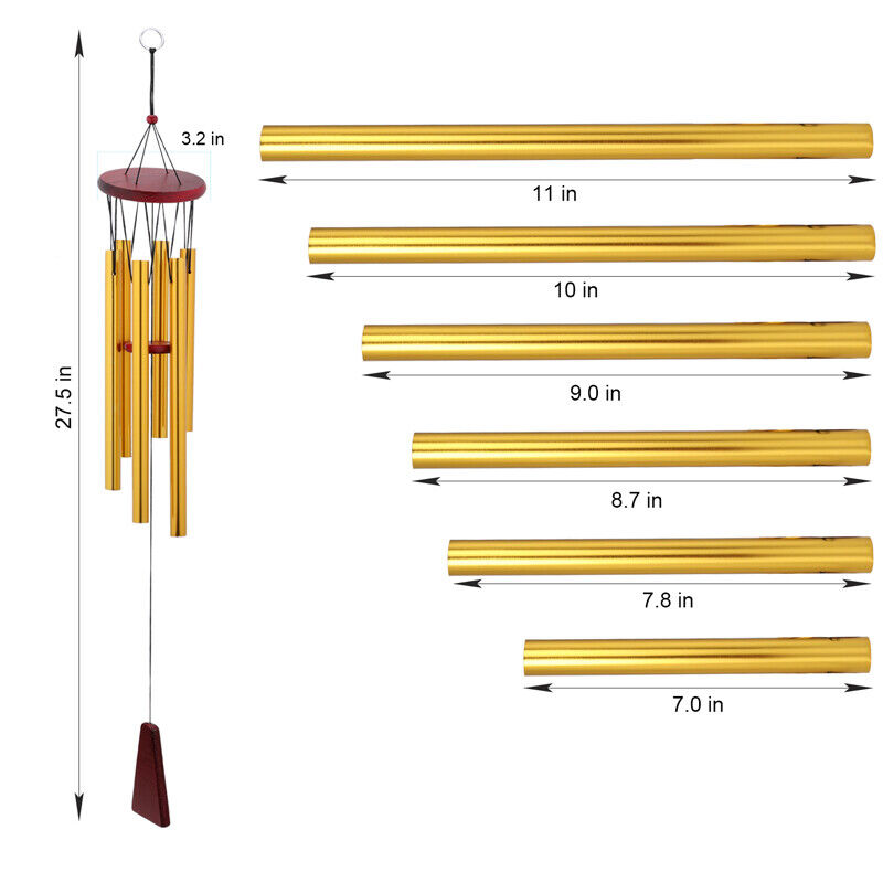 nye Wind Chimes Stor Dyb Tone Kapel Klokker 6-Rør Udendørs Have Home Decor Gift