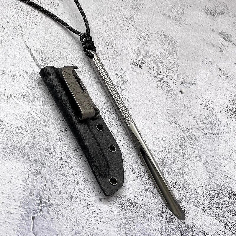 Titanium Outdoor Multi Tool EDC Tea Knife Ice Pick Tea Cake Pick with K Sheath 07FC0E-D4 - KOEEK