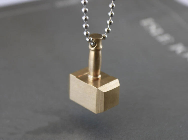 Brass Thor's Hammer Knife Pendant Bead Keychain Necklace Knapsack Ornament EDC 07FC0E-D4 - KOEEK