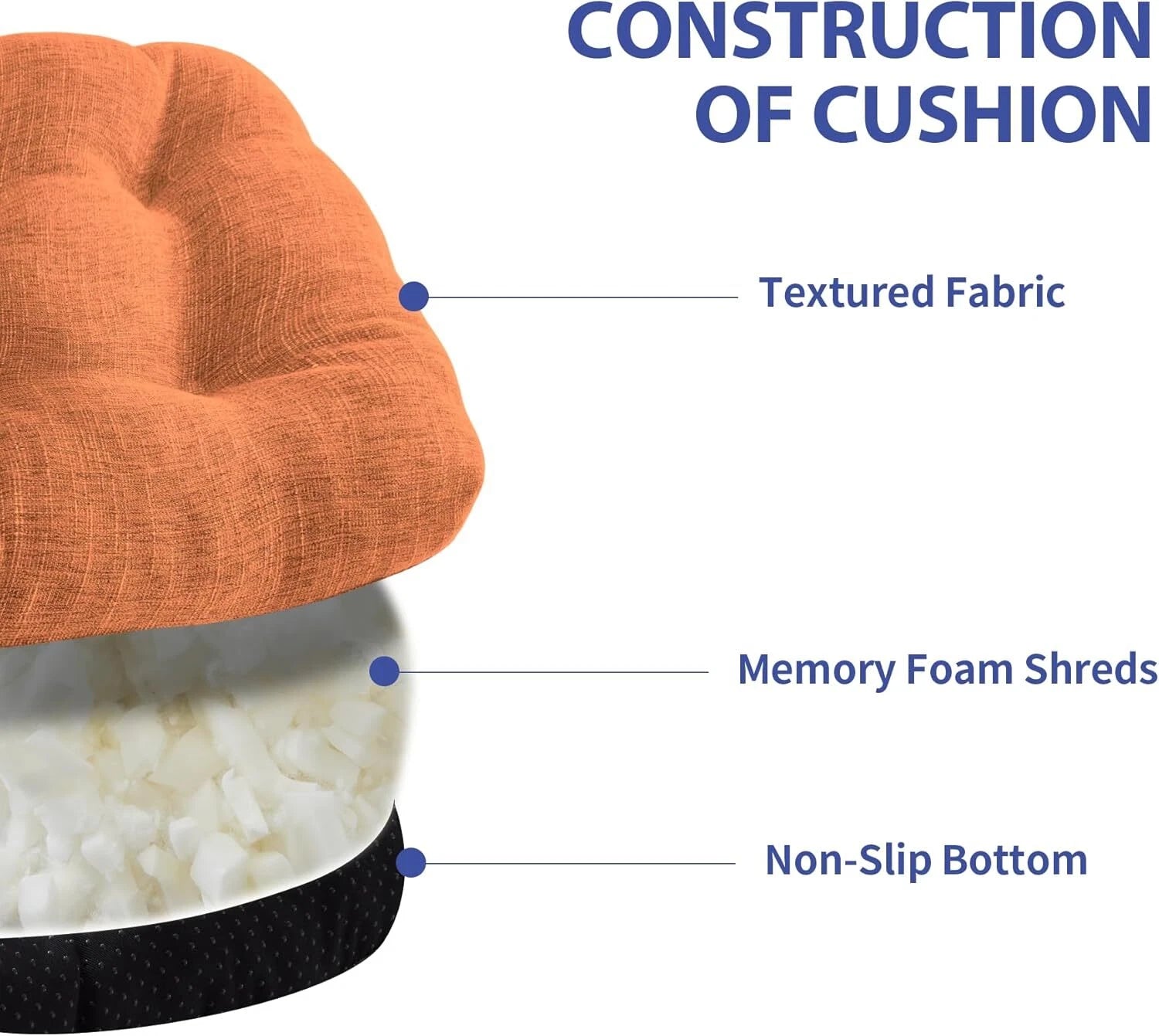 Set of 4 dining chair cushions with tie-down straps and non-slip back cushions 07FC0E-D4 - KOEEK
