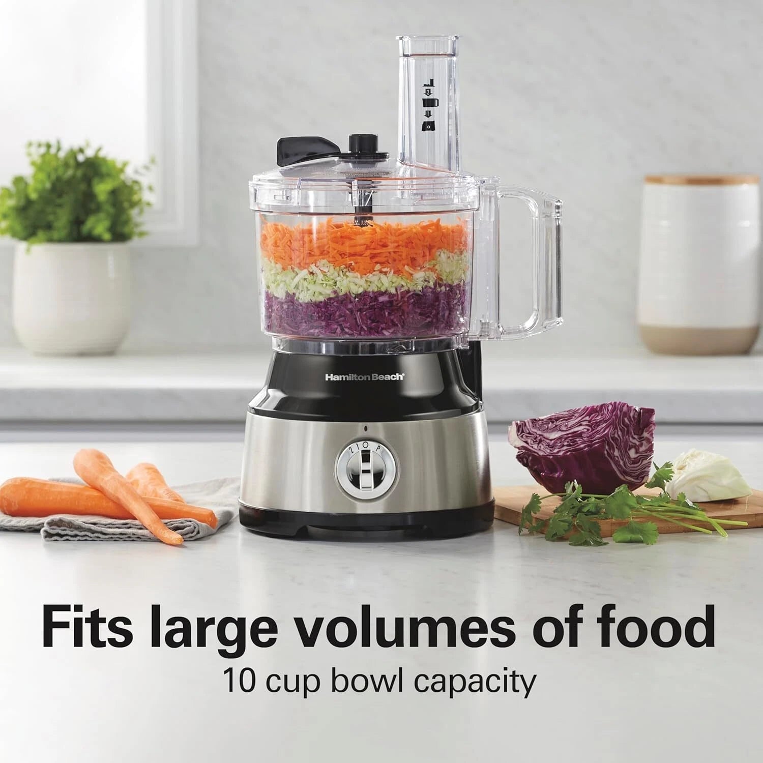Food Processor and Vegetable Chopper, 10 Cup Capacity + Easy Clean Bowl Scraper 07FC0E-D4 - KOEEK