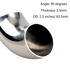 new Stainless Steel Elbow 2.5" 90° Mandrel Bend OD: 2.5", 07FC0E-D4 - KOEEK