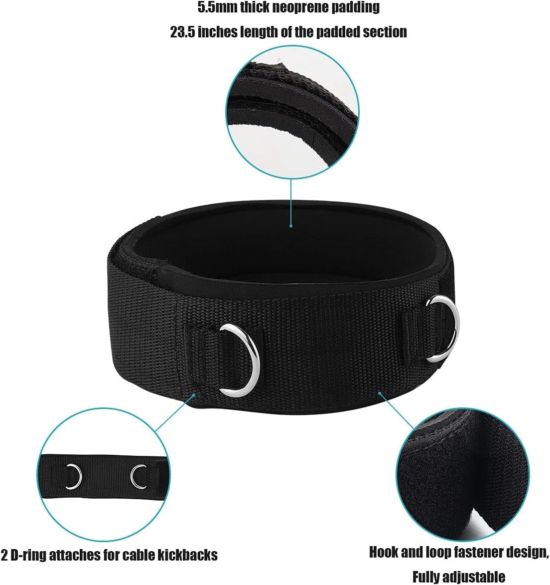 new 1 Pair Thigh Strap Neoprene Padded Fitness Legs Cuff Adjustable Black 07FC0E-D4 - KOEEK