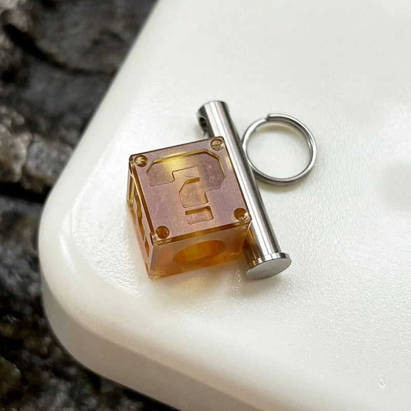 ULTEM PEI Question Mark Block Knife Bead with Titanium Keyring and Link Bolt EDC 07FC0E-D4 - KOEEK