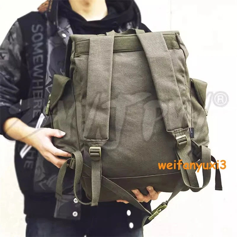 German Army Mountain Rucksack Canvas Green Bag Backpack Pouch Outdoor Packsack 07FC0E-D4 - KOEEK