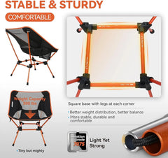 Ultralight Folding Camping Chair, Heavy Duty Portable Compact, (Orange) 07FC0E-D4 - KOEEK