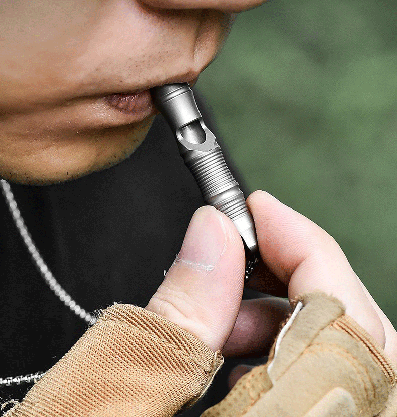 Mini Titanium Alloy Whistle Necklace Lanyard DIY EDC Survival Key chain EDC Tool 07FC0E-D4 - KOEEK