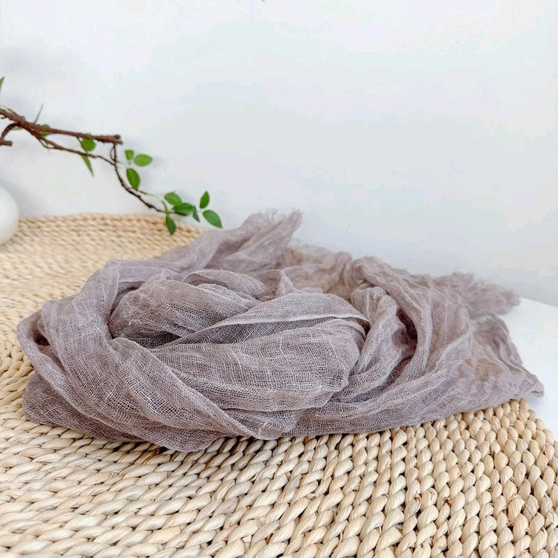 Women Flax Linen Thin Soft Scarf Breathable Summer Shawl Plain Color Scarves 07FC0E-D4 - KOEEK