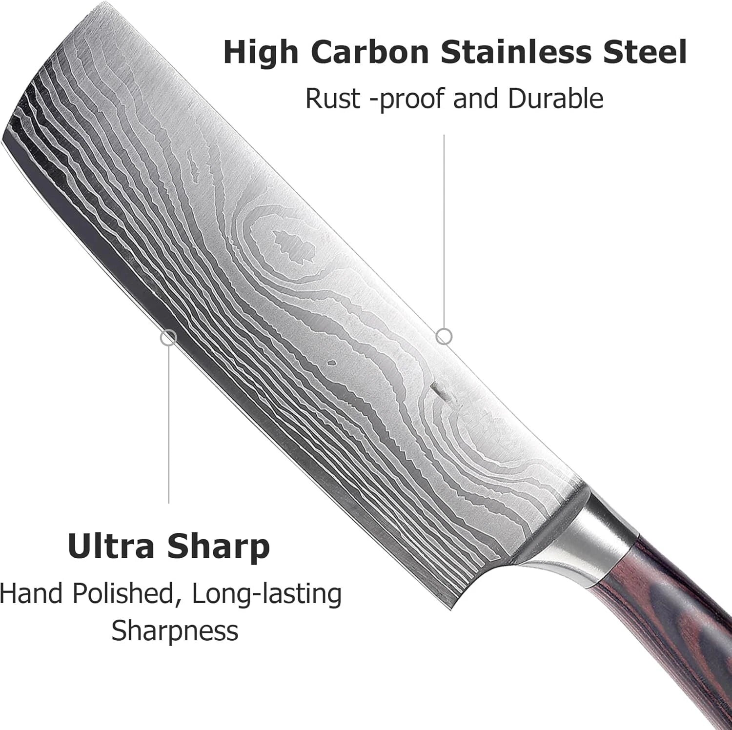 7” Sharp meat cleaver and vegetable kitchen knife, high carbon stainless steel 07FC0E-D4 - KOEEK