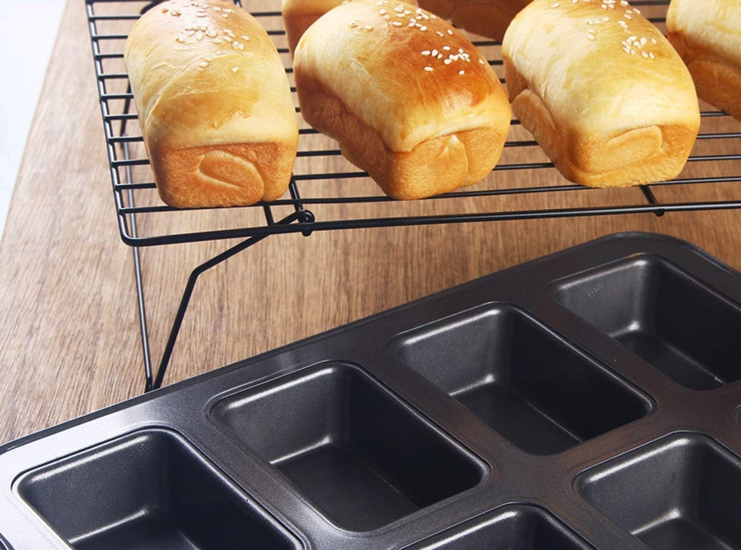 new Mini Loaf Pan, 8-Cavity Non-Stick Muffin Pan,Carbon 14.2*9.44*1.3 in, Gray 07FC0E-D4 - KOEEK