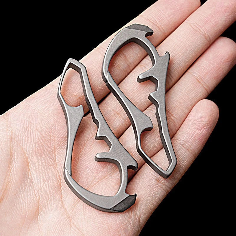 EDC Titanium Alloy Keychain Carabiner Waist Fast Hanging Buckle Bottle Opener 07FC0E-D4 - KOEEK