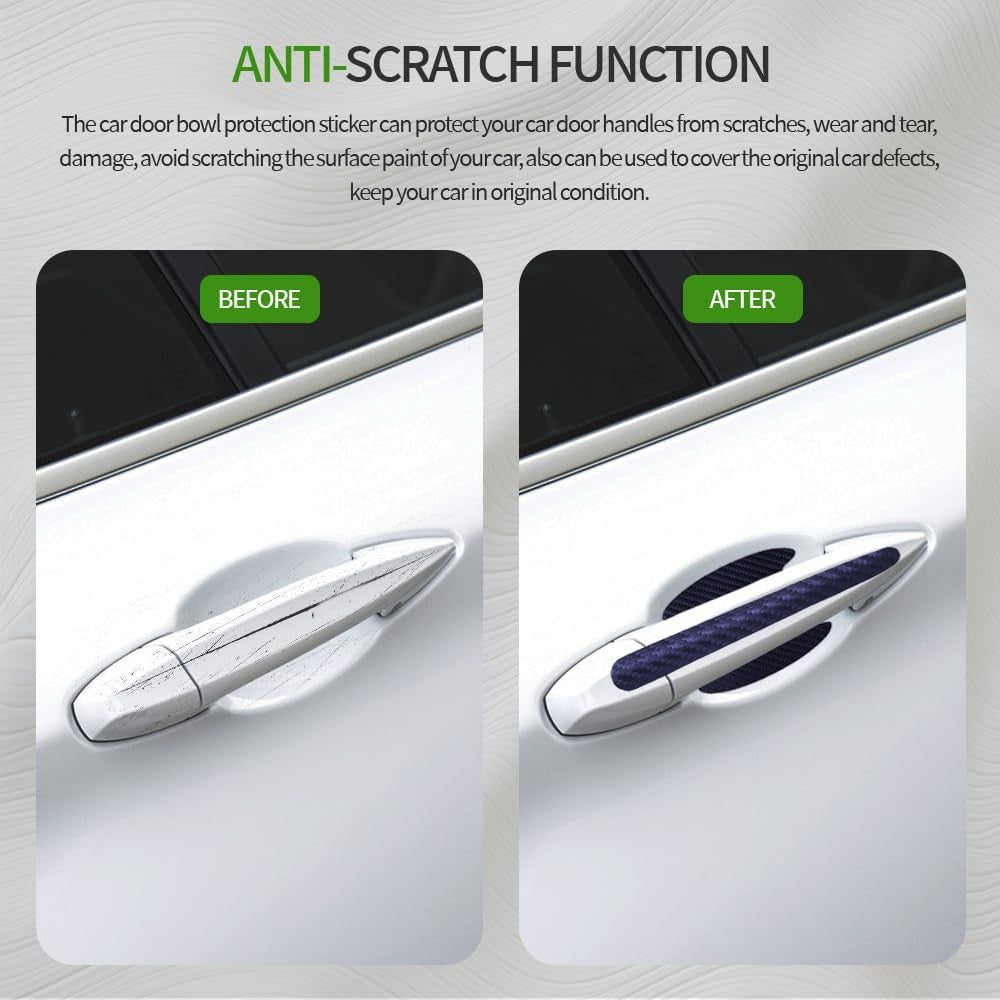 new 8PCS Car Door Handle Scratch Protectors, Carbon Fiber Blue