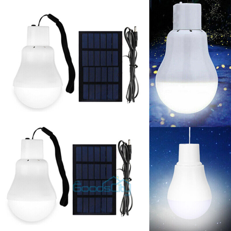 ny Bright Solar Panel Powered LED Lights Pære Lys Telt Lampe Camping Ude/Indendørs