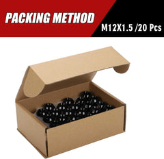 new 20PCS 1.4 inch 12x1.5 Closed End Bulge Acorn Black Lug Nuts - inch, 07FC0E-D4 - KOEEK
