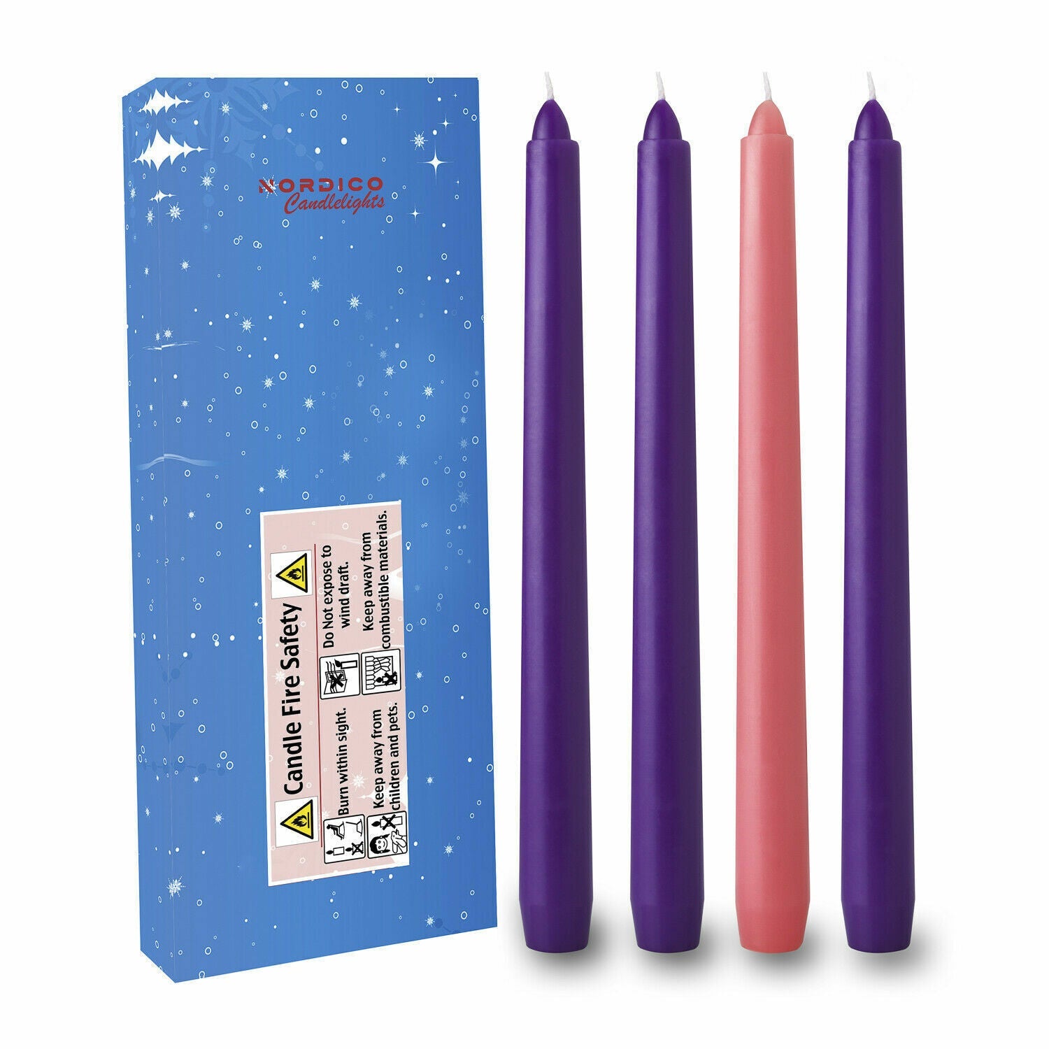 100 pcs Christmas Advent Taper Candles- 10-inch x 0.75 (3/4)inch-4pc per pack 07FC0E-D4 - KOEEK