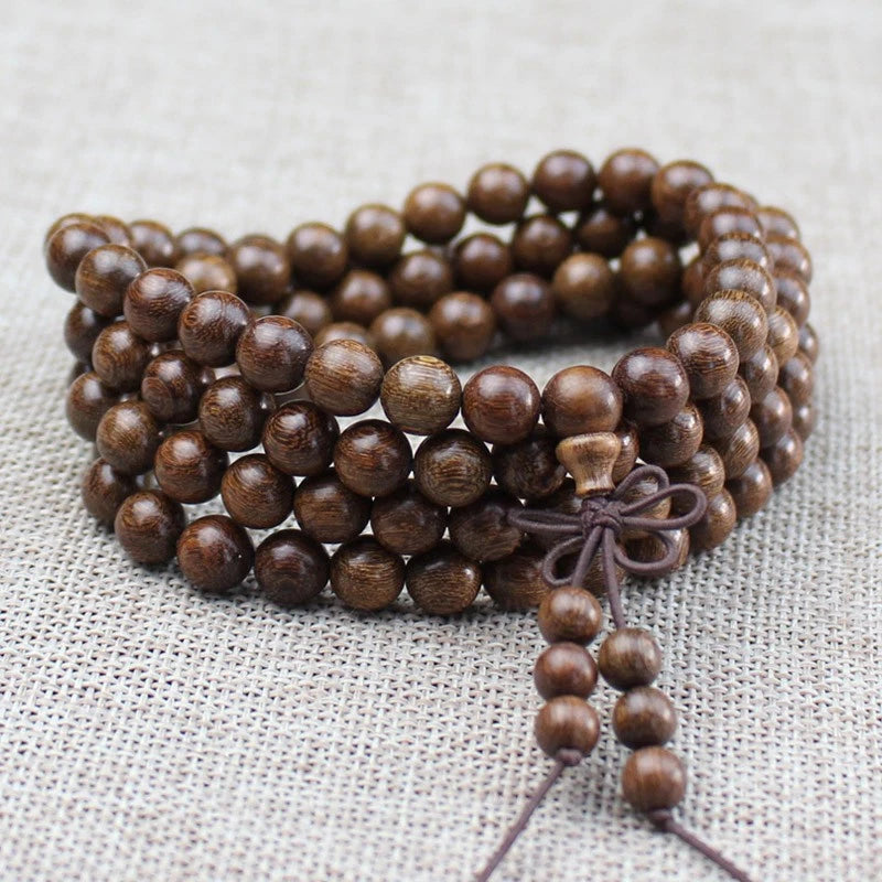 1Pc Golden Sandalwood Buddha Bead Hand String Exquisite Ornament Bracelets 07FC0E-D4 - KOEEK