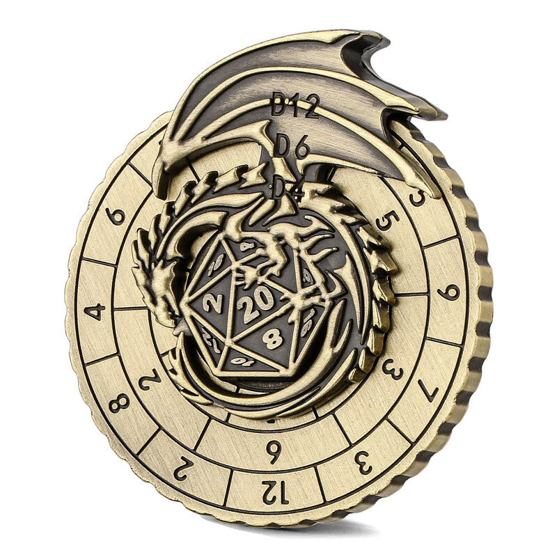 Spinner Dice 7-in-1 Metal DND Dice Set Unique Dragon Rotate D&D Dice RPG Gifts 07FC0E-D4 - KOEEK