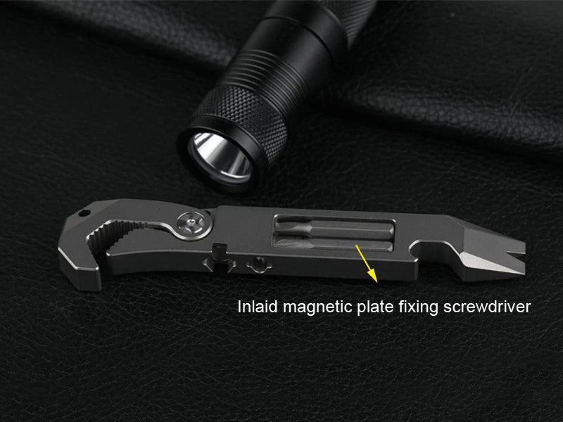 TC4 Titanium Crowbar Pry Bar Wrench Spanner Bottle Opener Clip Quality EDC Tool 07FC0E-D4 - KOEEK