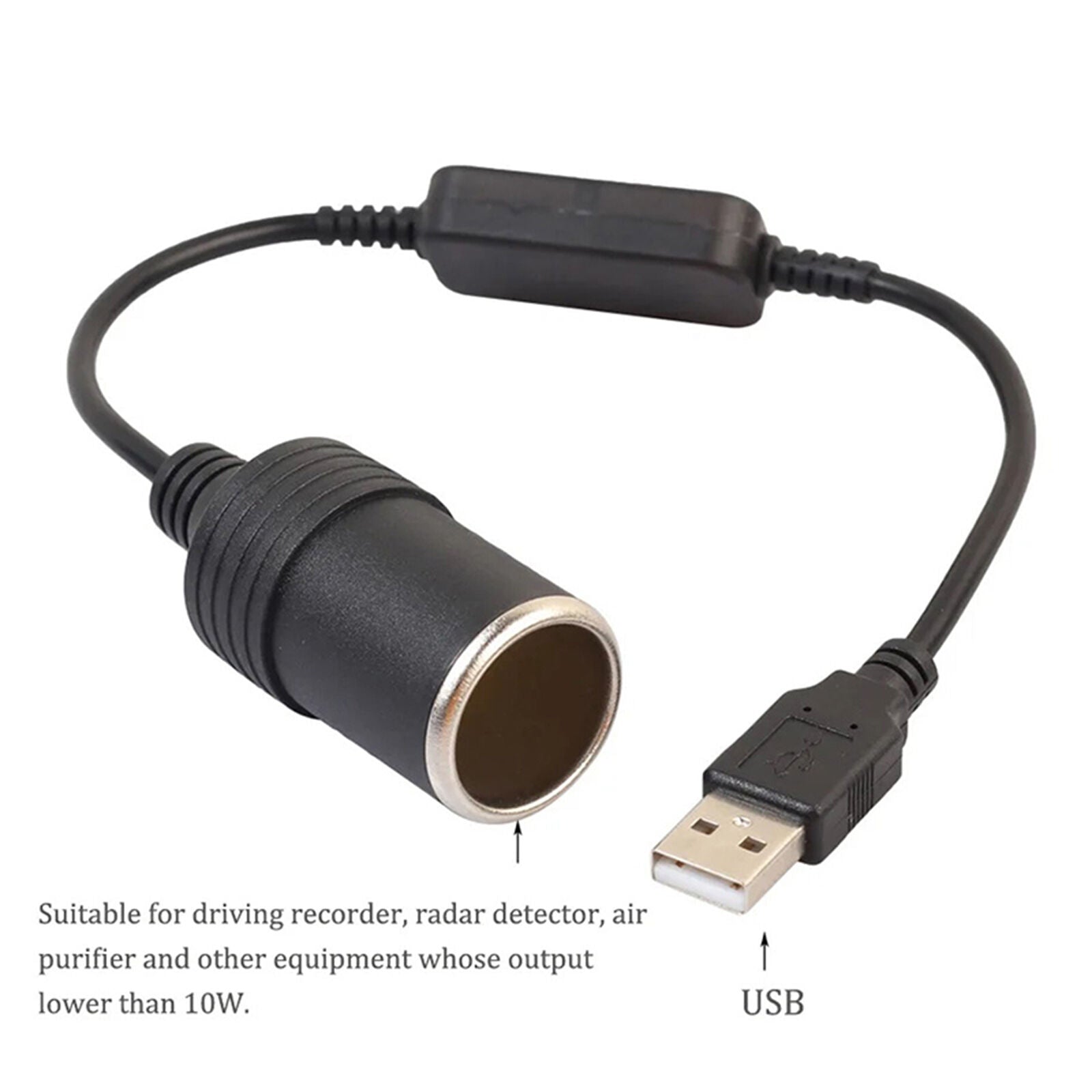 new USB to Car Lighter Socket Connector Cable Female Converter 5V to 12V Converter koeek - KOEEK