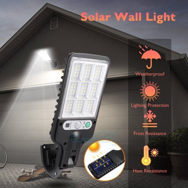 ny 1200000lm LED Solar Flood Light Security Bevægelsessensor Udendørs Yard Street Wall