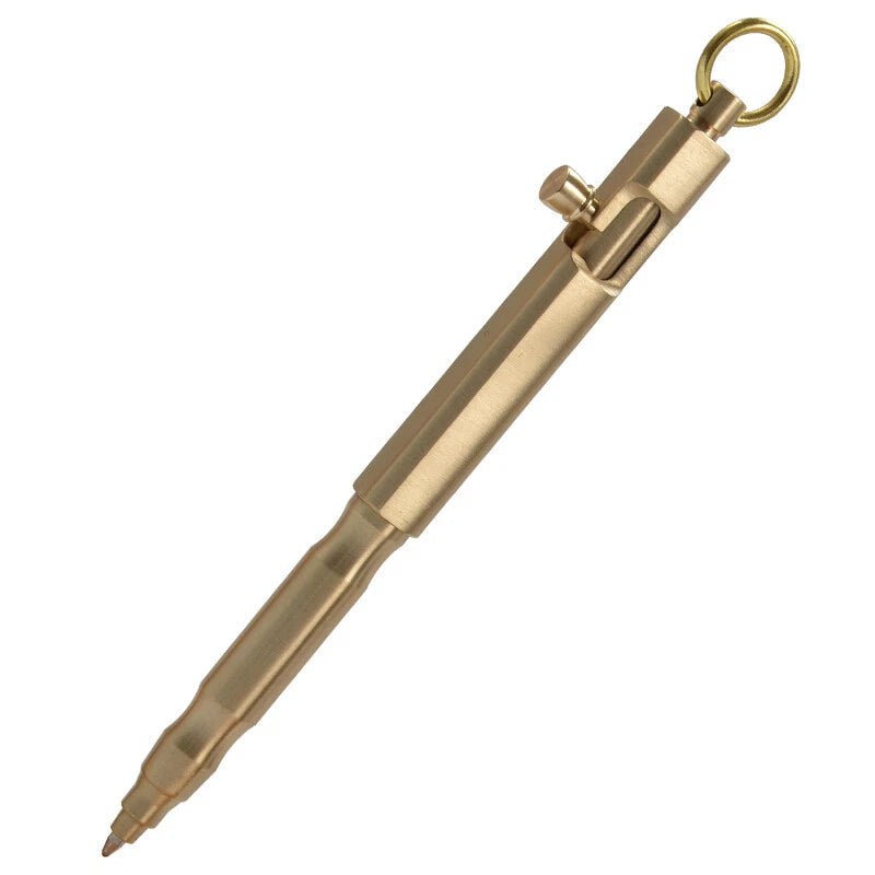 Solid Brass Bolt Action Pen Pocket EDC Signature Ballpoint collectible Gel Pen 07FC0E-D4 - KOEEK