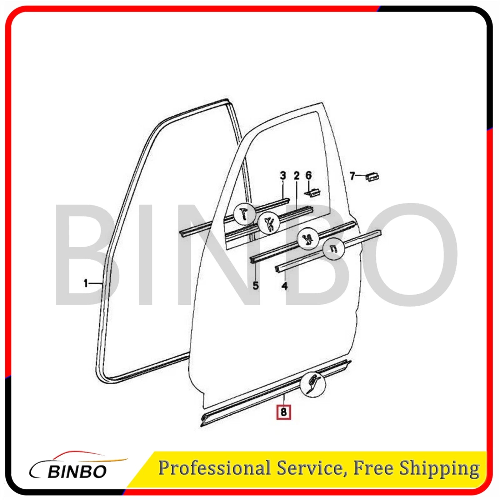 FOR BMW 5 SERIES E34 FRONT LEFT LOWER DOOR WEATHER STRIP 51211944419 07FC0E-D4 - KOEEK