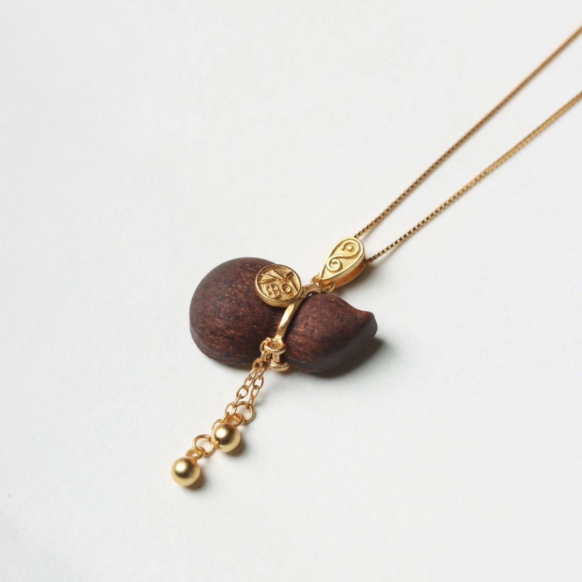 Chinese Style Wooden Gourd Pendant Necklace Simple Fashion Women 07FC0E-D4 - KOEEK