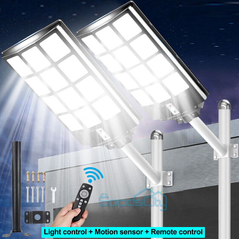 ny 10000000LM LED Solar Road Street Flood Light Utendørs Hage Hage Lampe Vanntett