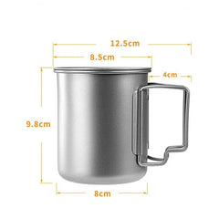 450ml Titanium Water Cup Ultralight Folding Handles Outdoor CampingCoffeeMug EDC 07FC0E-D4 - KOEEK