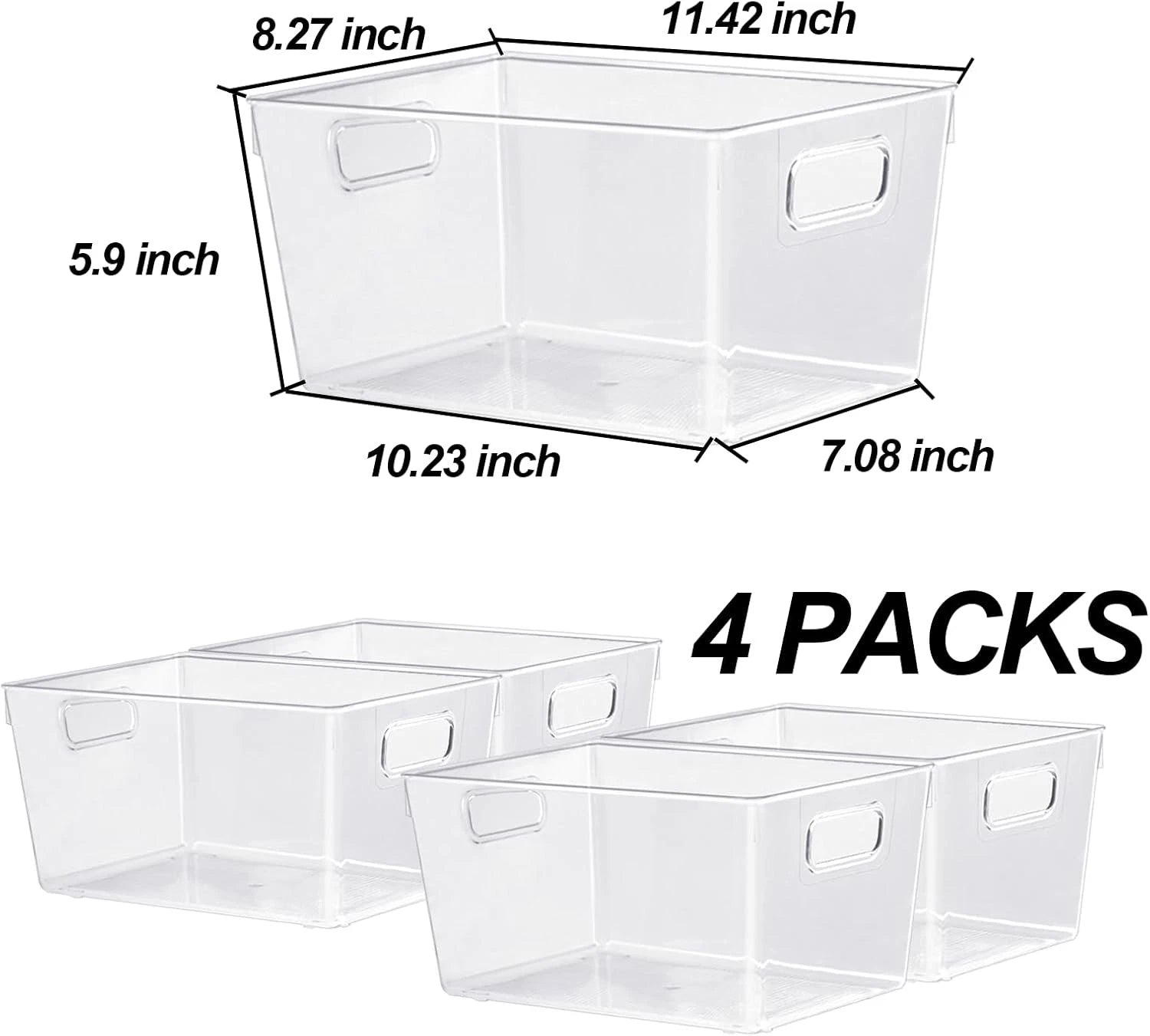 4 transparent storage boxes, suitable for organizing kitchen cabinets 07FC0E-D4 - KOEEK
