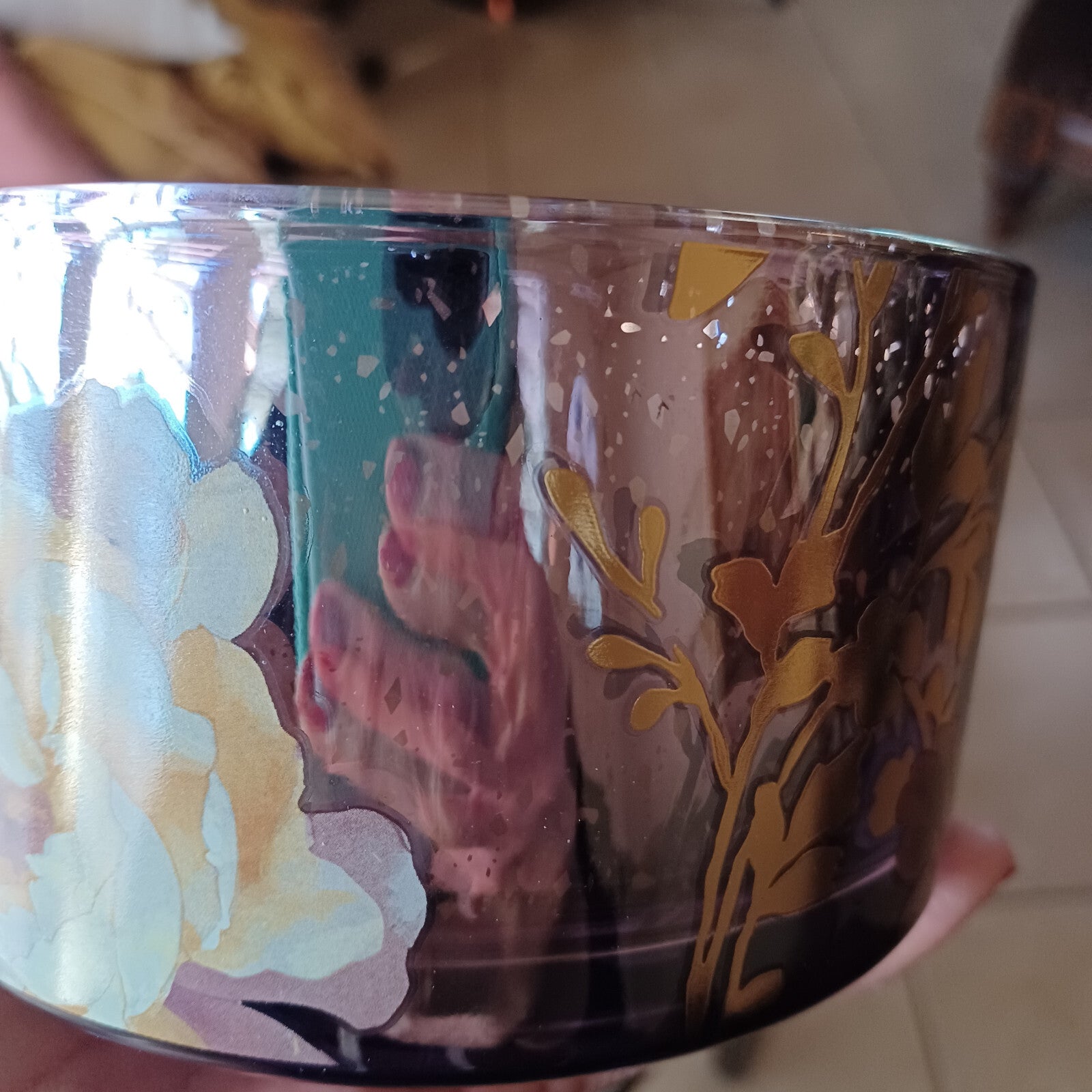 ANTHROPOLOGIE CANDLE ADA FLORAL SUEDED ROSE MERCURY GLASS CANDLE HUGE 23.03 OZ ANTHROPOLOGIE - KOEEK