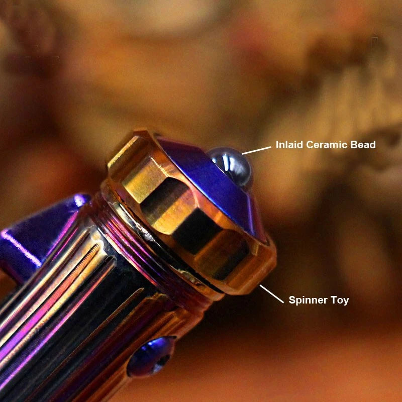 EDC Titanium Alloy Meteorite Pattern Pocket Ballpoint Pen Spinner Toy 5 Refills 07FC0E-D4 - KOEEK