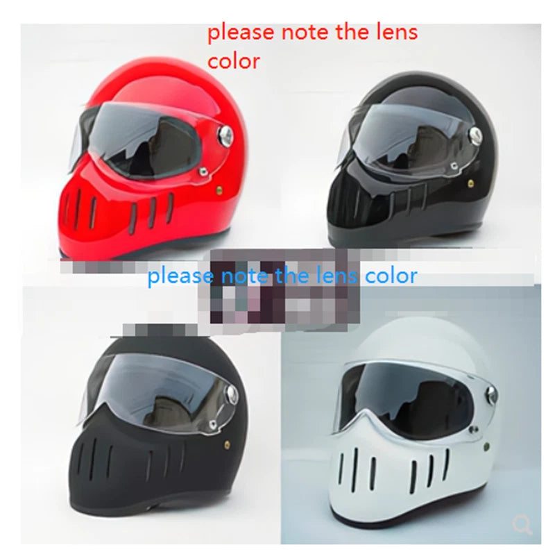 Full Face Vintage Helmet Lightweigh Anti-fog Glasses Motorcycle Helmet 07FC0E-D4 - KOEEK