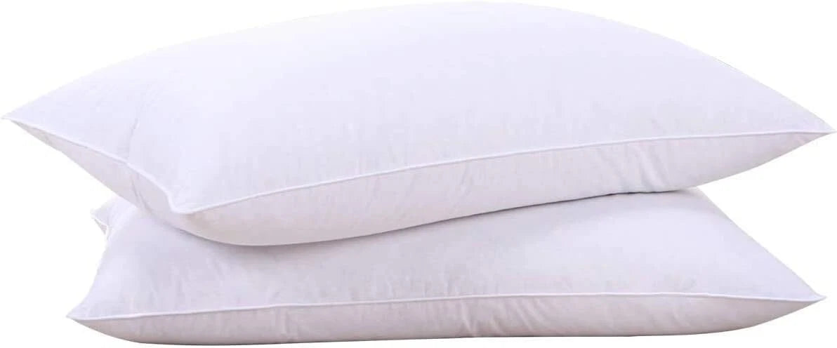 Goose Feather and Down White Pillows,  Soft Cotton Cover, Set of 2 07FC0E-D4 - KOEEK
