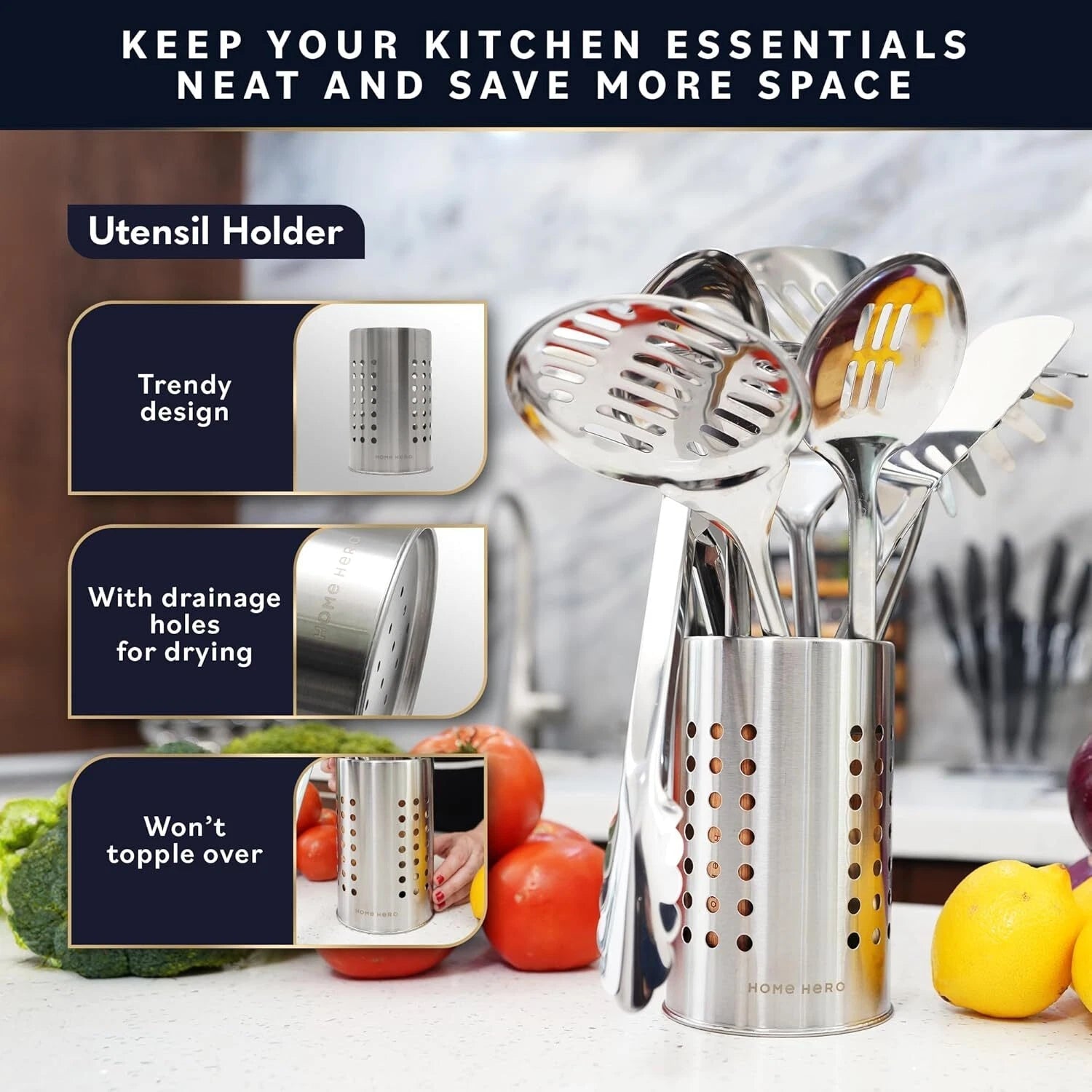 10 Pcs Stainless Steel Kitchen Utensils Set-Wood Handle Nonstick Stainless Steel 07FC0E-D4 - KOEEK