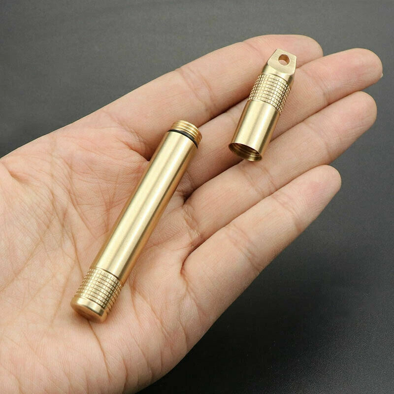 Brass Case Titanium Toothpick set Keychain Waterproof Box Cigarette Container 07FC0E-D4 - KOEEK
