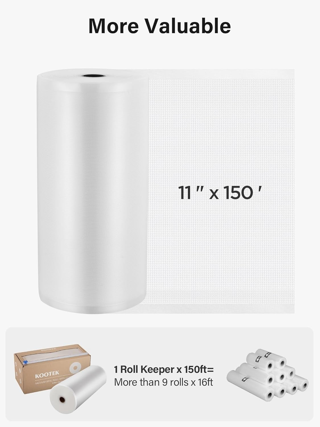 new Kootek 11" x 150' Vacuum Sealer Bags Roll for Food with 11" x 150' KOOTEK - KOEEK